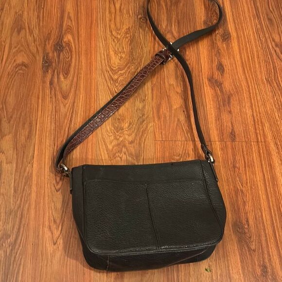 Brighton Croc brown black leather Crossbody wallet bag - Picture 7 of 11